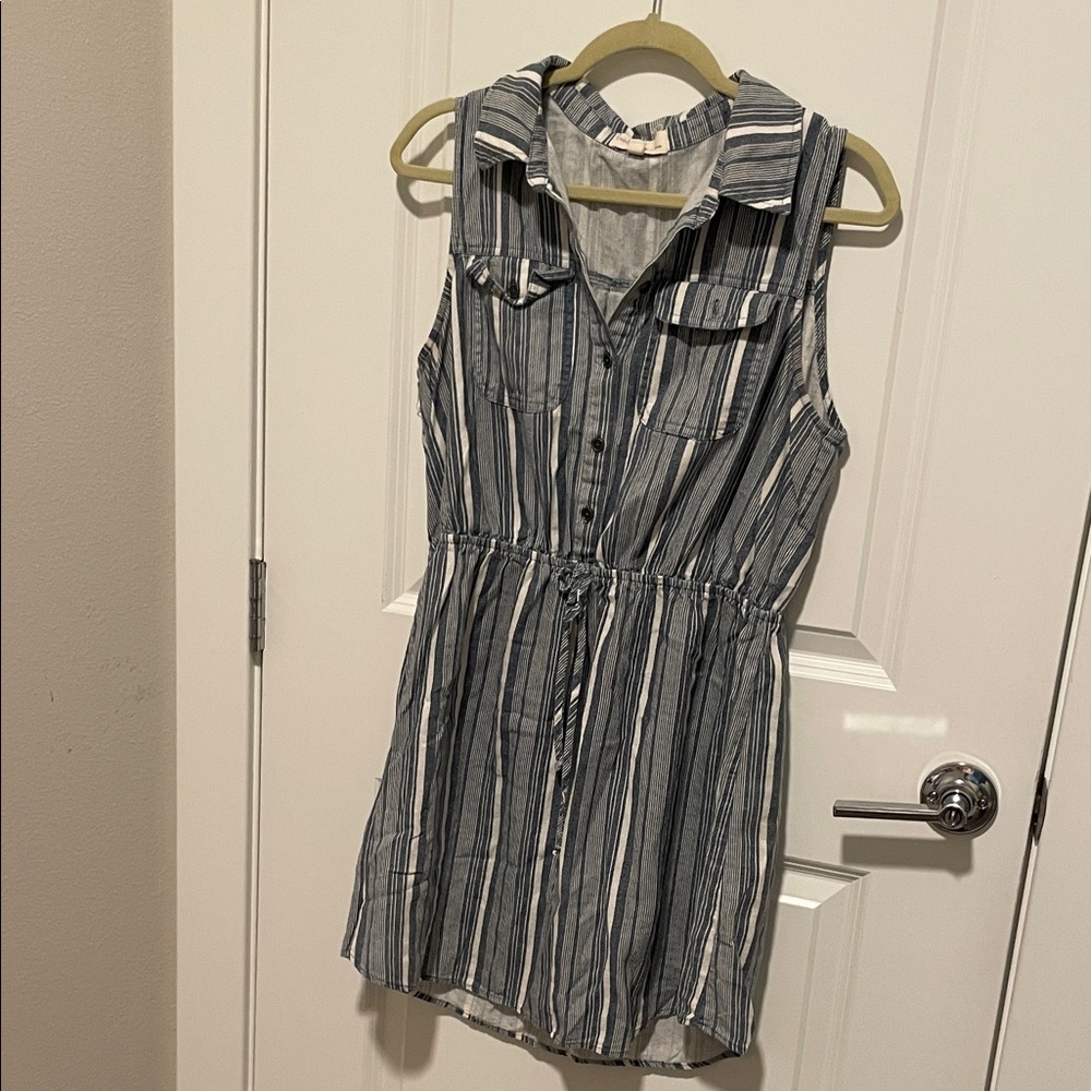 Striped Sleeveless Button-Up Dress